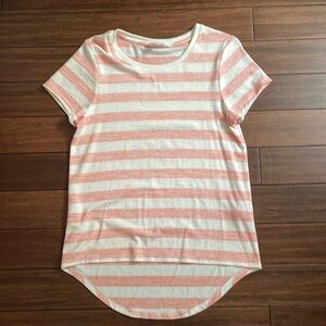 Market & Spruce pink and white striped T shirt.